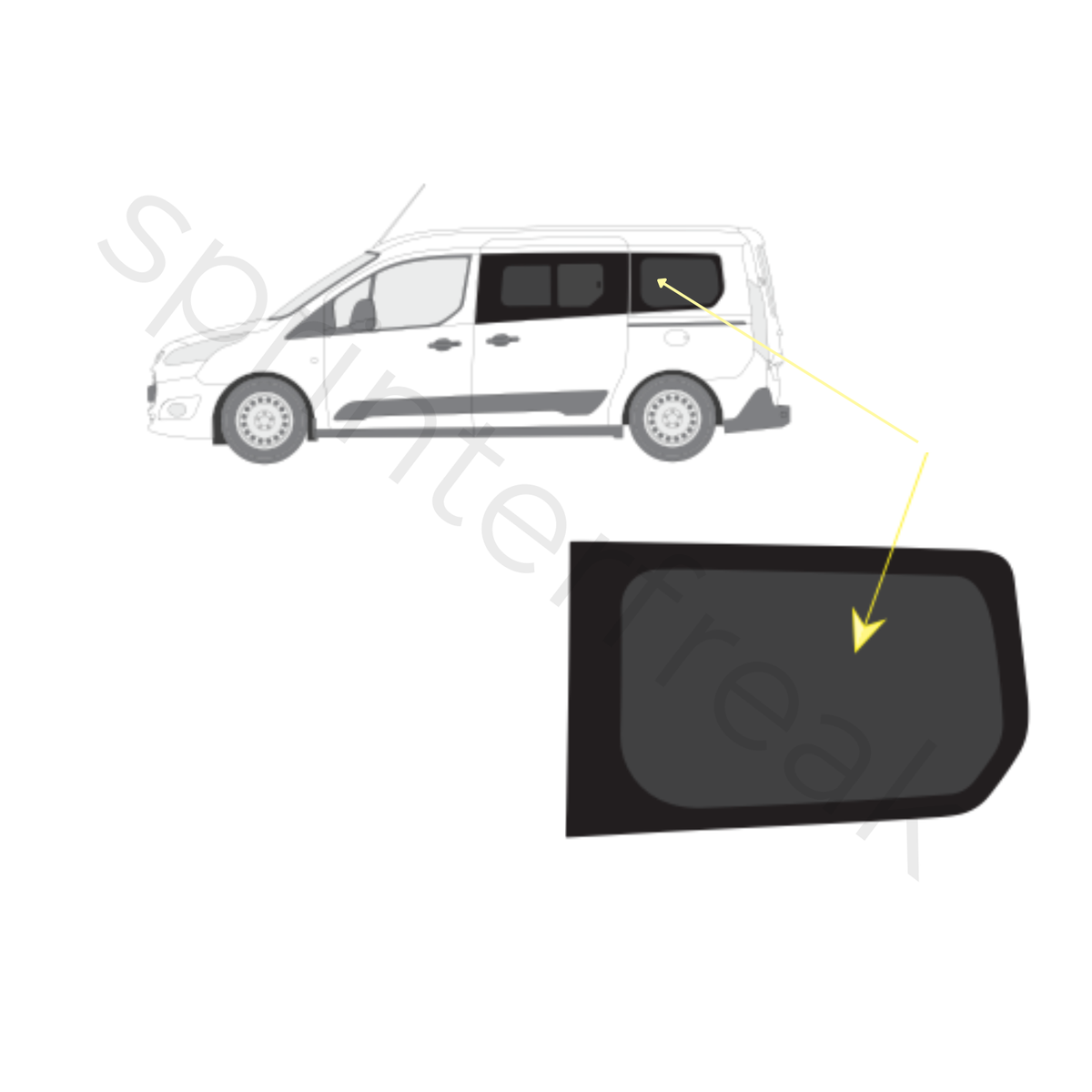 Vitre Fixe -  Coin Arrière Gauche - TRANSIT CONNECT - 2014-2023